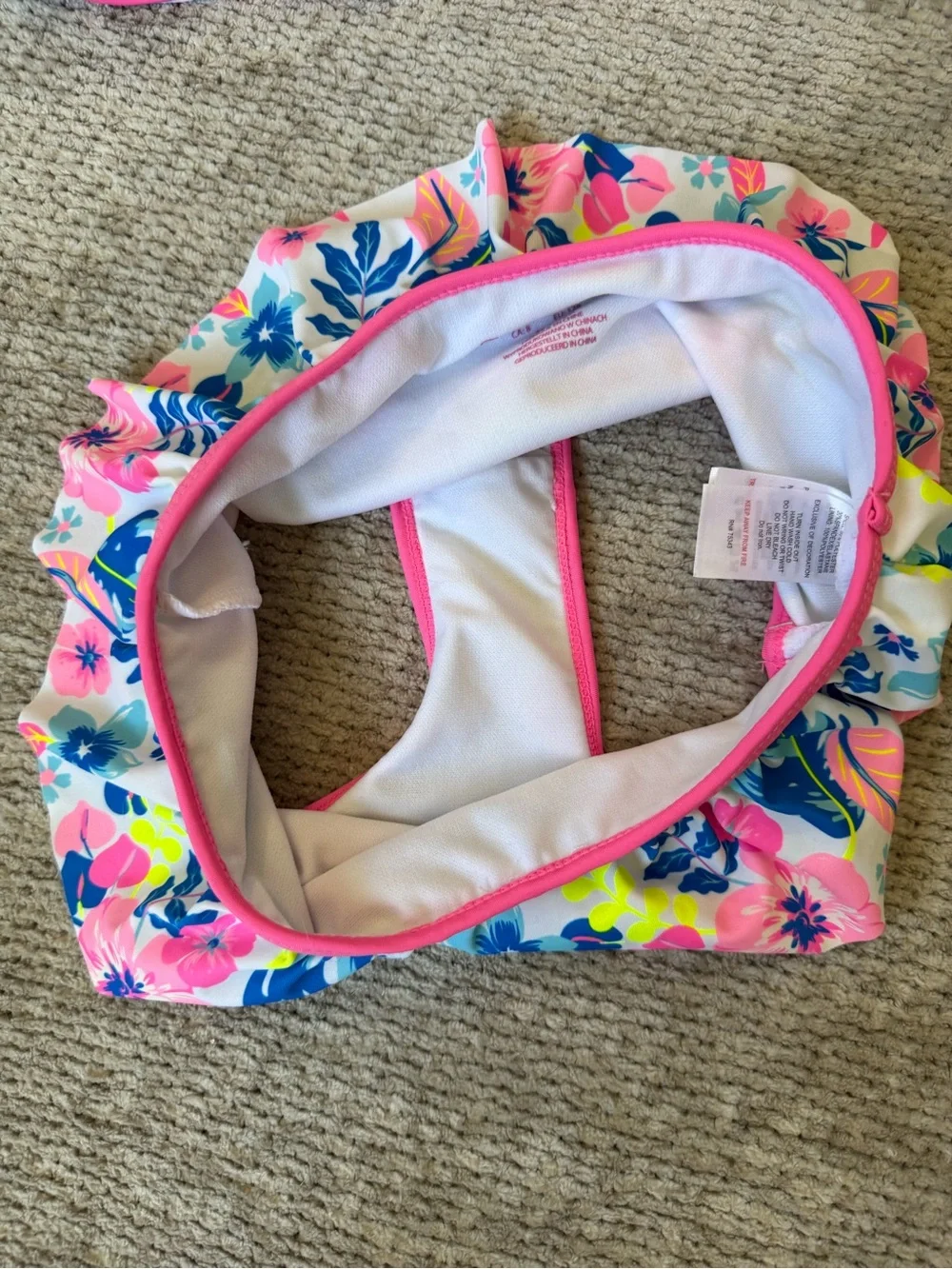 Tommy Bahama Girls Floral One Shoulder Bikini Swimsuit Size 8 Ruffle Tropical